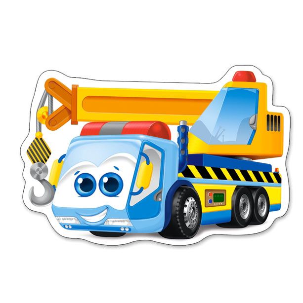 Весели строителни машини, пъзел с 3, 4, 6 и 9 чаcти