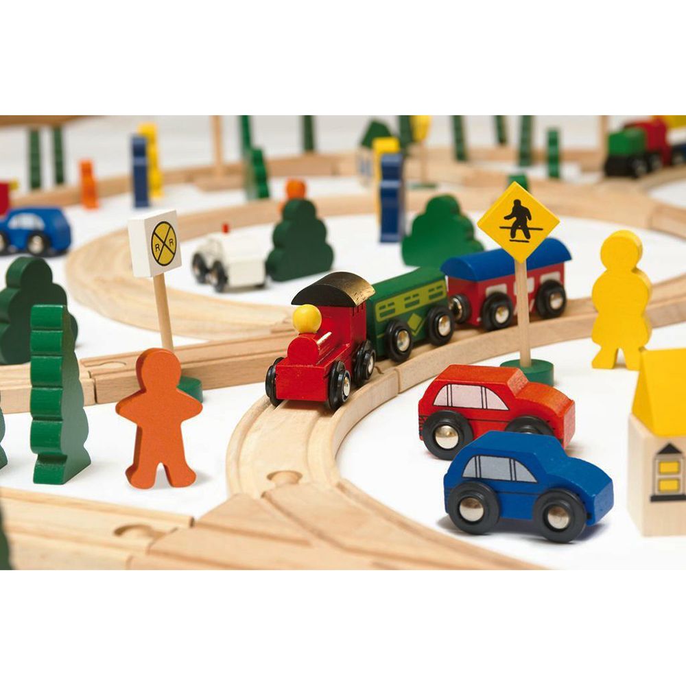 Дървено влакче с релси Макси