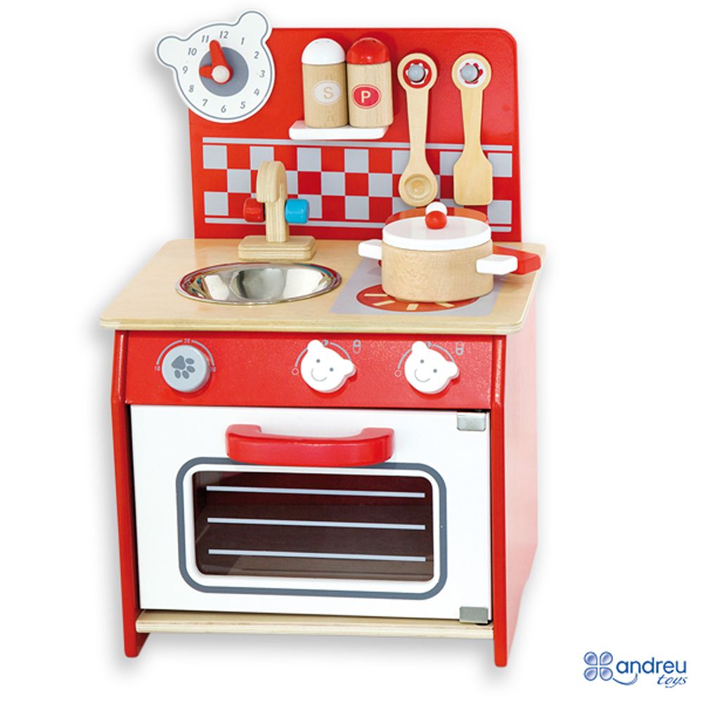 Andreu toys, Малка червена кухня с аксесоари, Мече