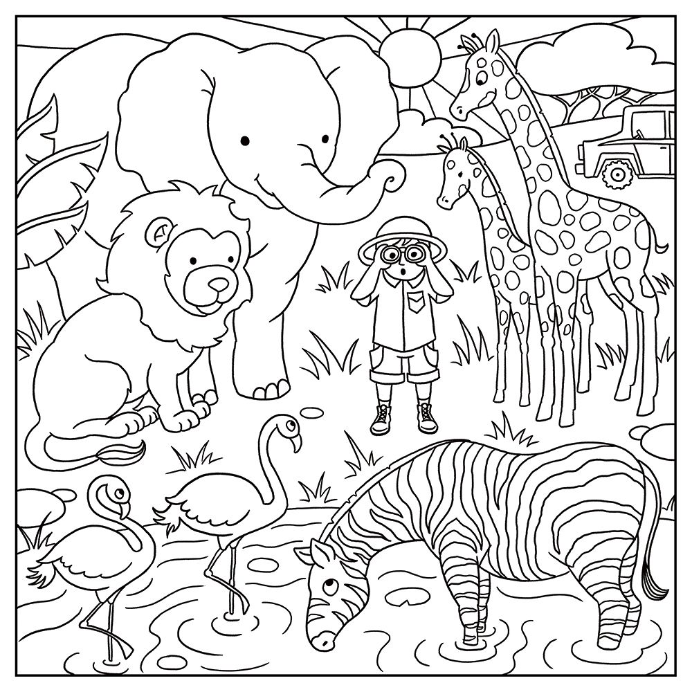 Книжка за оцветяване, Животни
