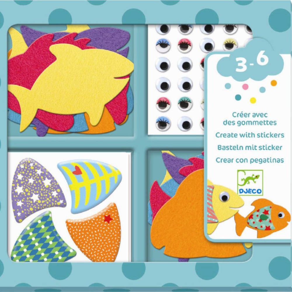 Djeco, Комплект стикери, Направи сам водни обитатели