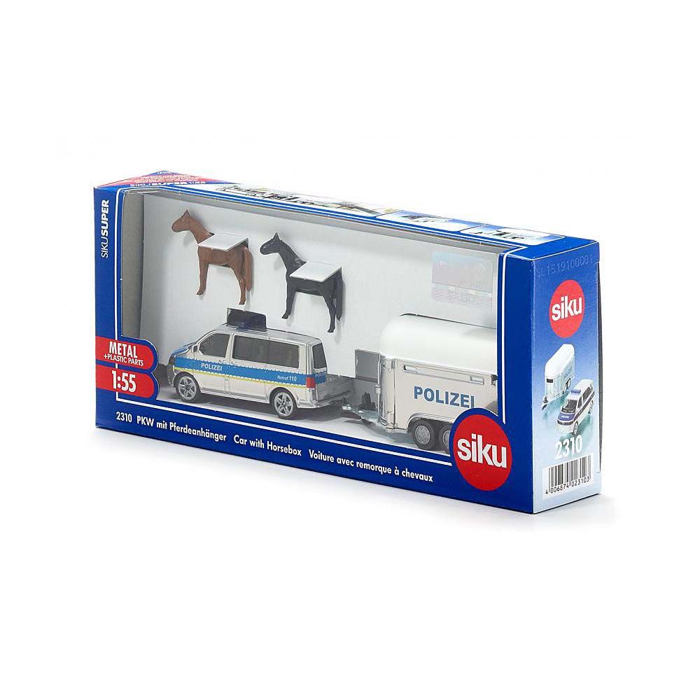 Полицейски микробус с ремарке за превоз на коне