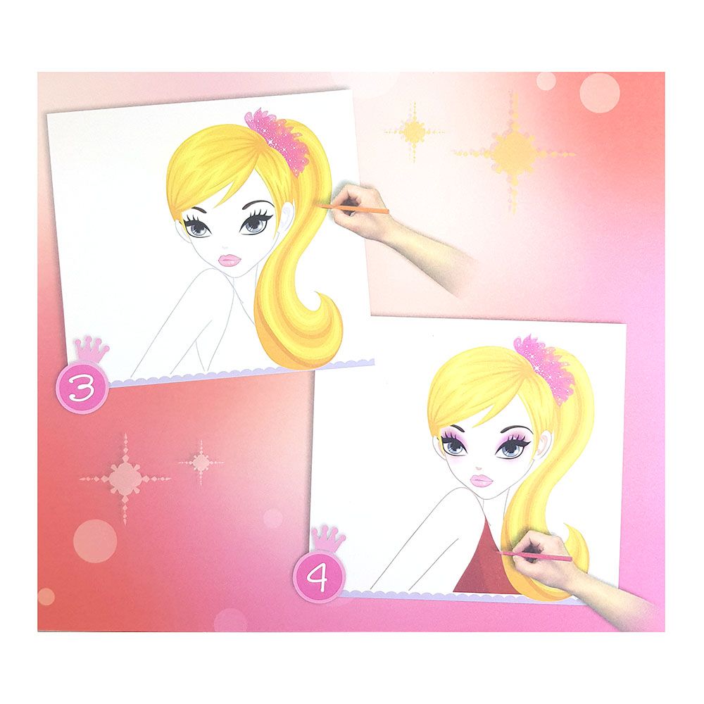 Книжка за рисуване със стикери и шаблони, Гримове и прически