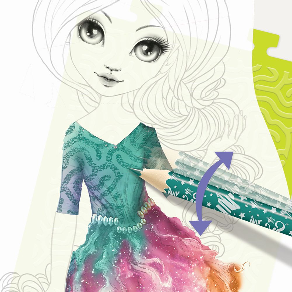 Книжка за рисуване със шаблони и стикери, Мода с Коралия