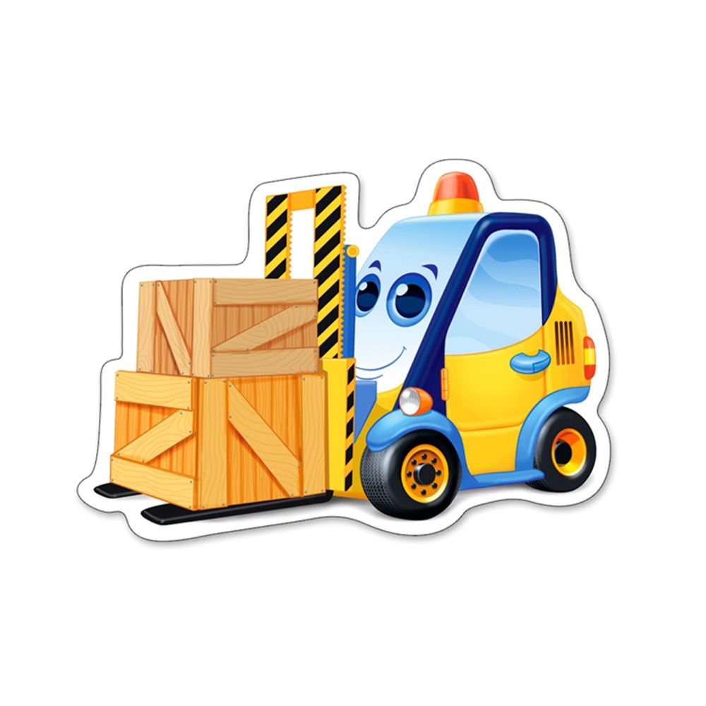 Забавни строителни машини, пъзел с 3, 4, 6 и 9 елемента