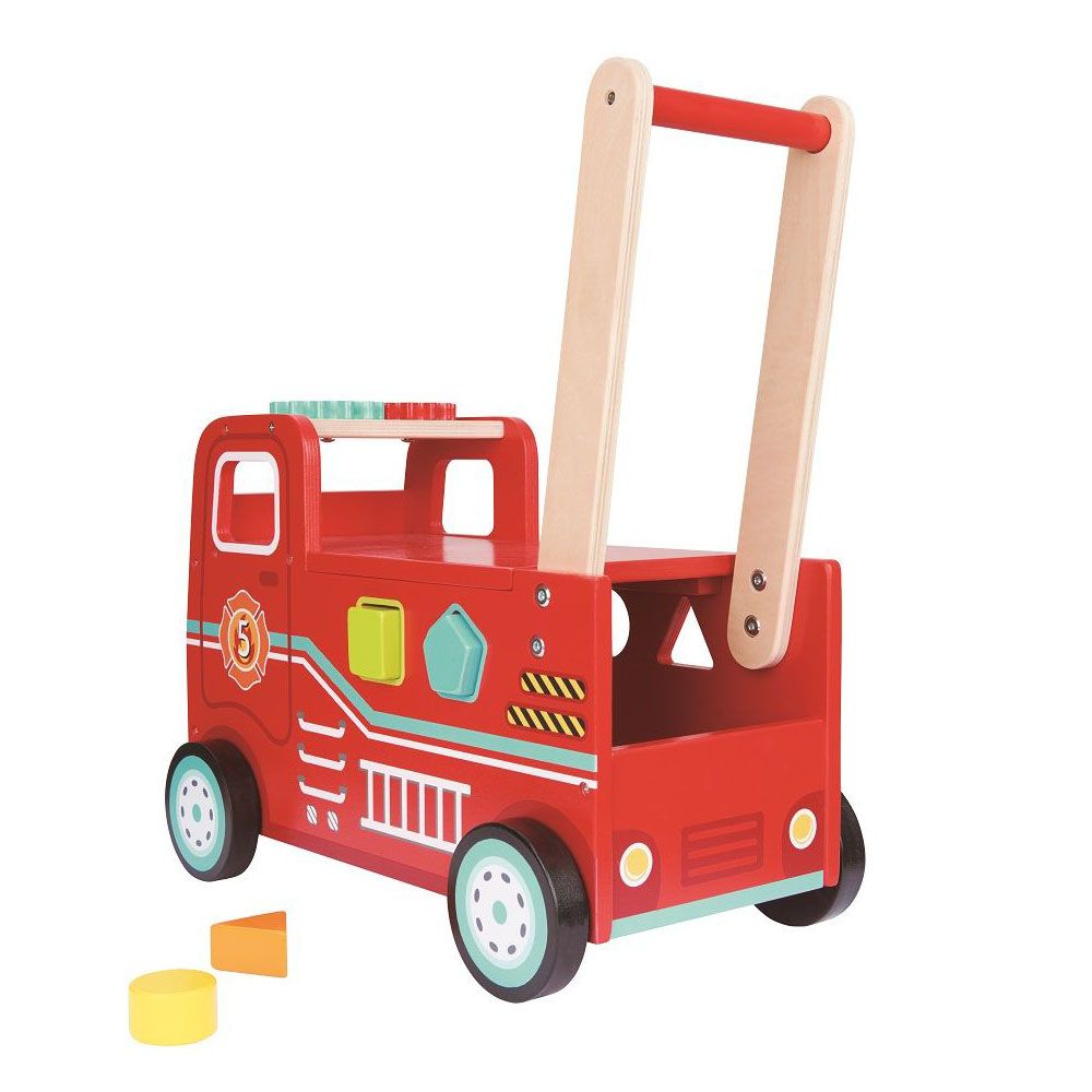 Бебешка проходилка и количка за бутане с крачета, Пожарна, 2 в 1