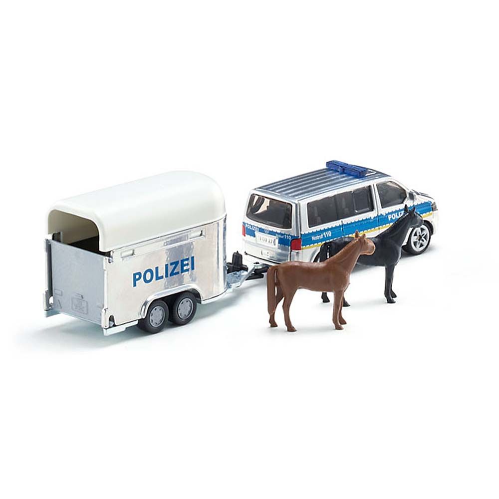 Полицейски микробус с ремарке за превоз на коне