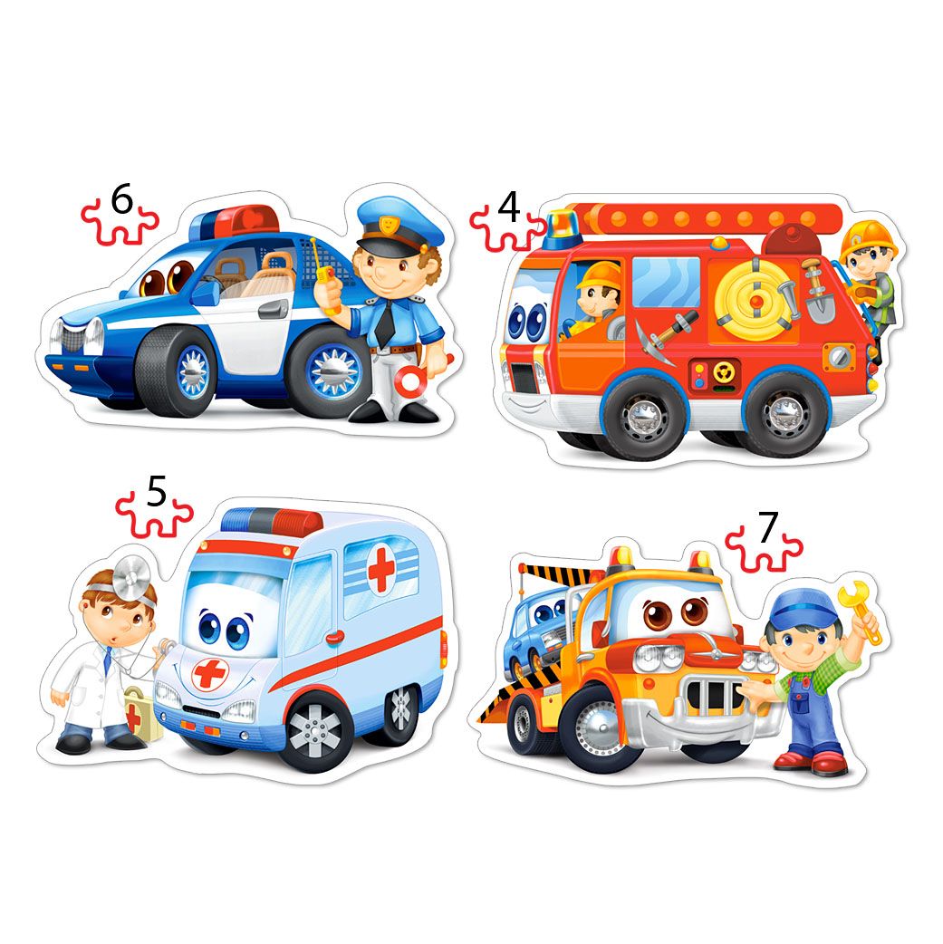 Спасителни превозни средства, пъзел с 4, 5, 6 и 7 части