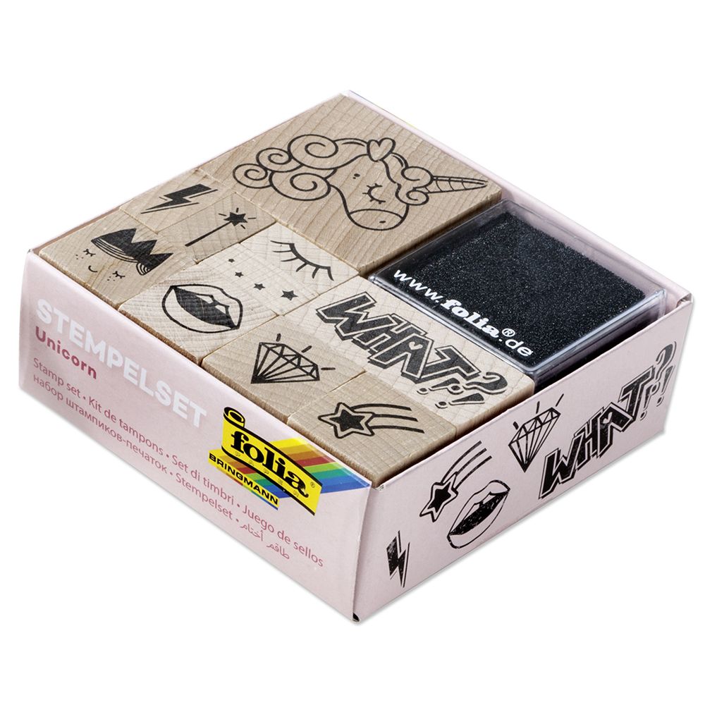 Folia Bringmann, Комплект дървени печати, Еднорог, 12 части