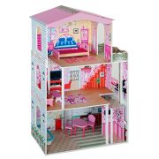 Дървена къща за кукли с обзавеждане и асансьор