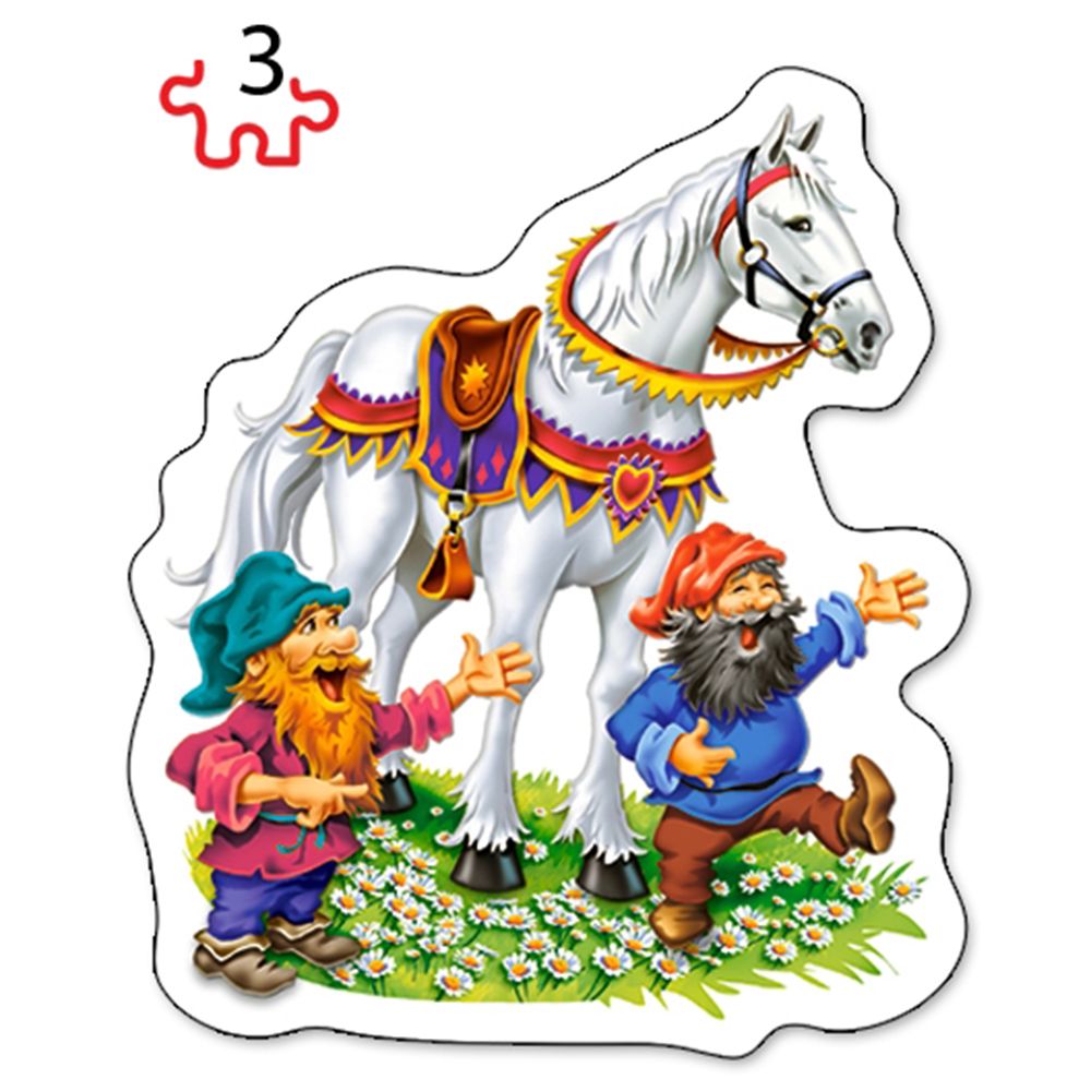 Историята на Снежанка, пъзел с 3, 4, 6 и 9 елемента