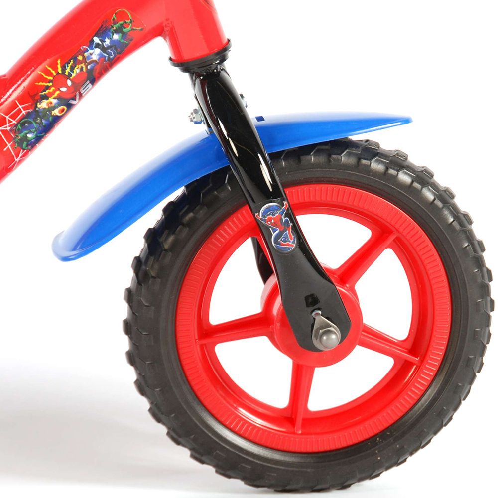 Метален детски велосипед с помощни колела и родителски контрол, Спайдърмен, 10 инча