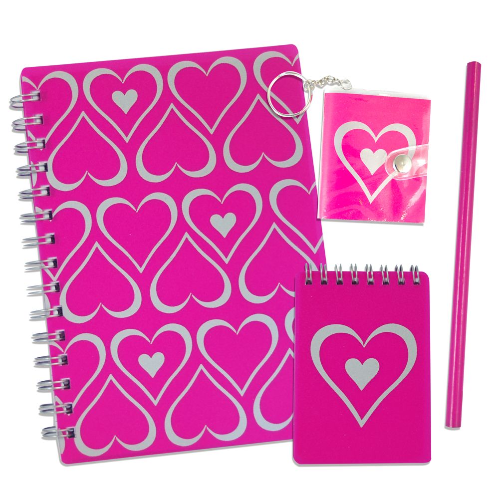 Sense, Комплект тефтерчета, ключодържател и молив, Сърца