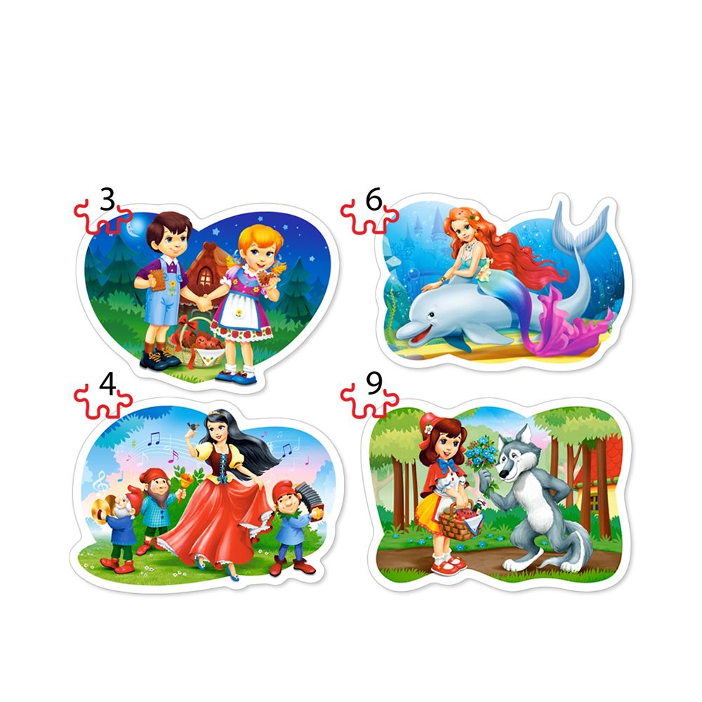 Приказни герои, пъзел с 3, 4, 6 и 9 елемента