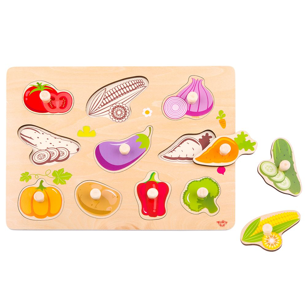 Дървен пъзел с дръжки, Зеленчуци